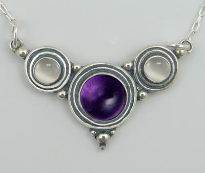 Sterling Silver Gemstone Necklace With Amethyst